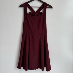 Collegiate Outfitters Women Dress Large Maroon Fit Flare Twirl Big‎ Bow Auggie
